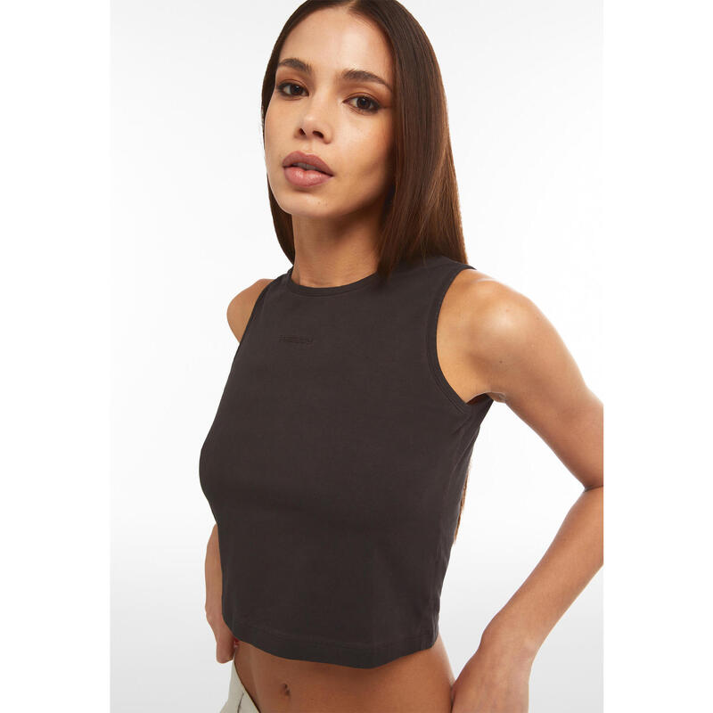 Crop top slim fit in tessuto jersey effetto vissuto