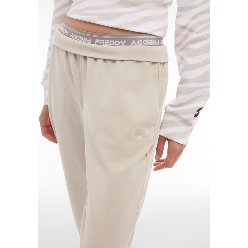 Pantaloni joggers in jersey con elastico logato scopribile