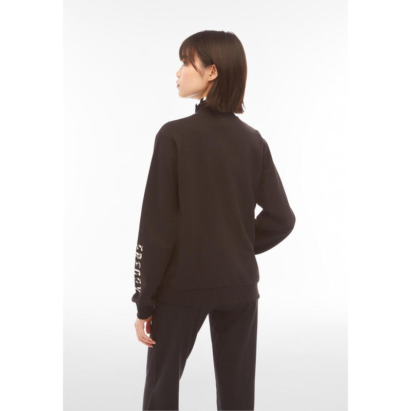 Sweat-shirt pour femmes en molleton de coton avec fermeture éclair et détails zé