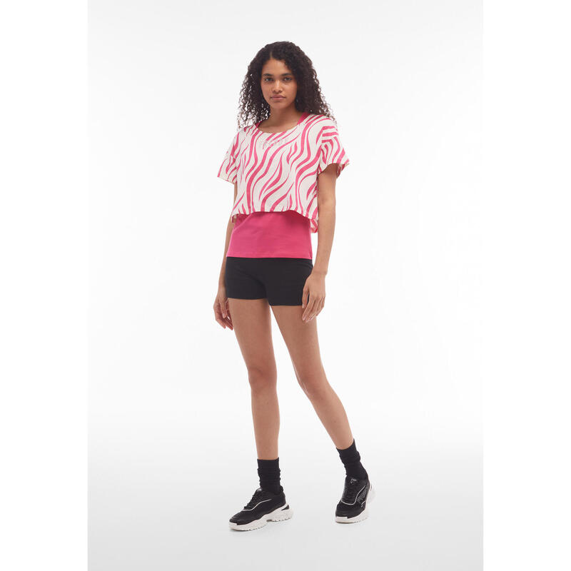 Set canotta+t-shirt cropped da donna con stampa zebrata