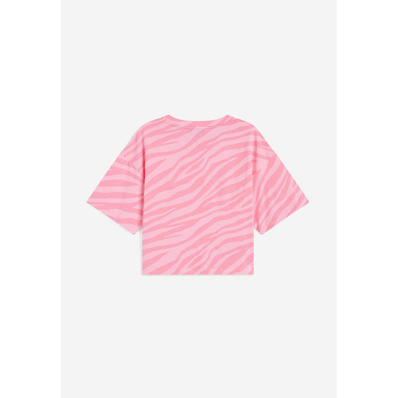 T-shirt corta da donna in jersey stampa zebrata in tono