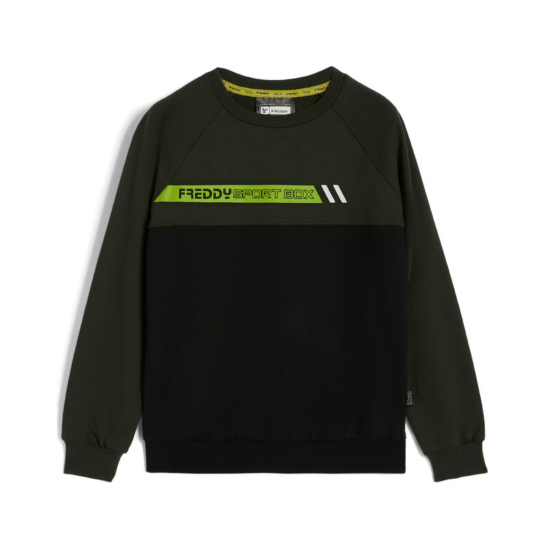 Felpa bambino con maniche raglan e stampa fluo