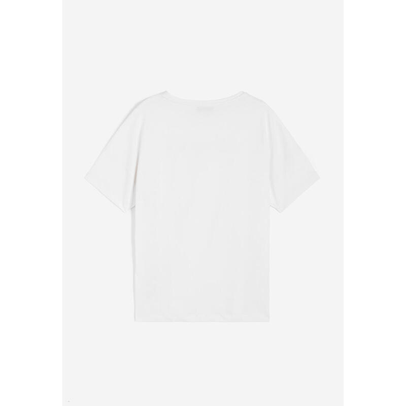T-shirt donna comfort fit in jersey leggero con logo glitter