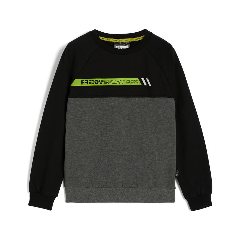 Felpa bambino con maniche raglan e stampa fluo