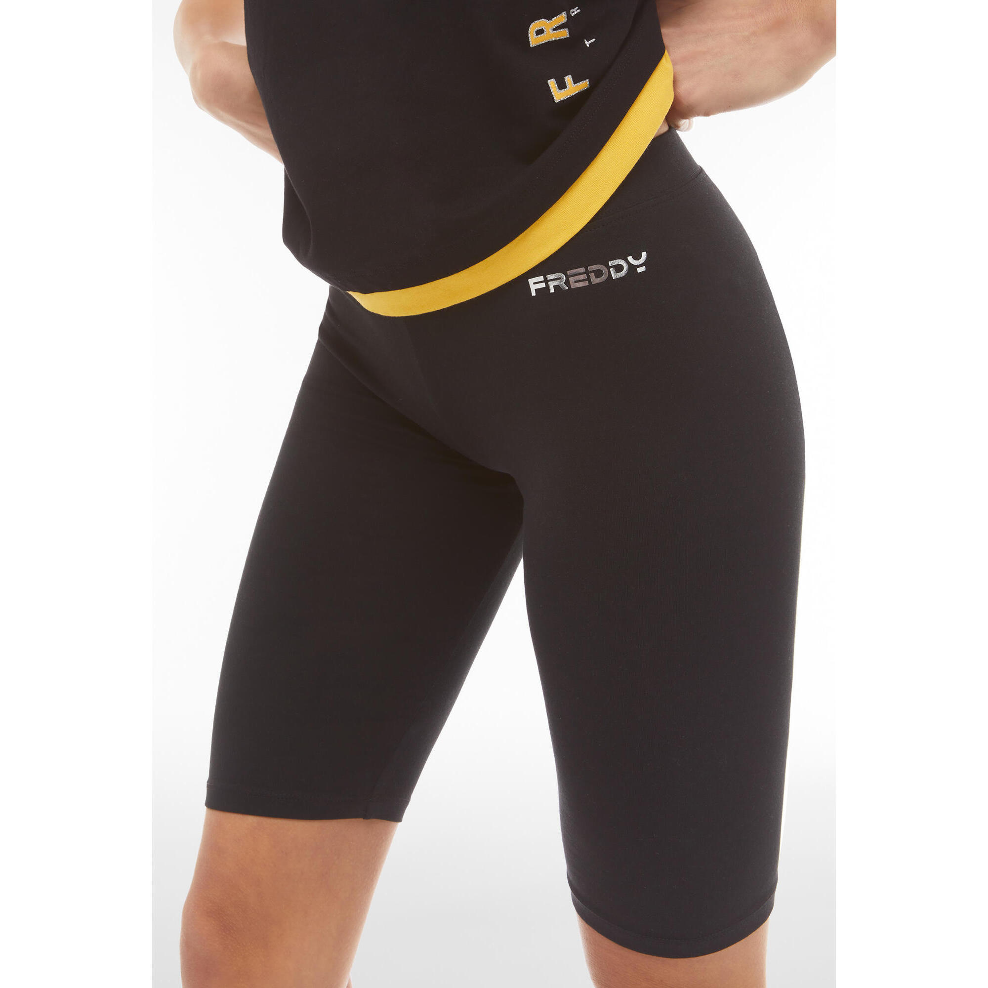 Legging cycliste a taille classique en jersey elastique epais FREDDY Decathlon