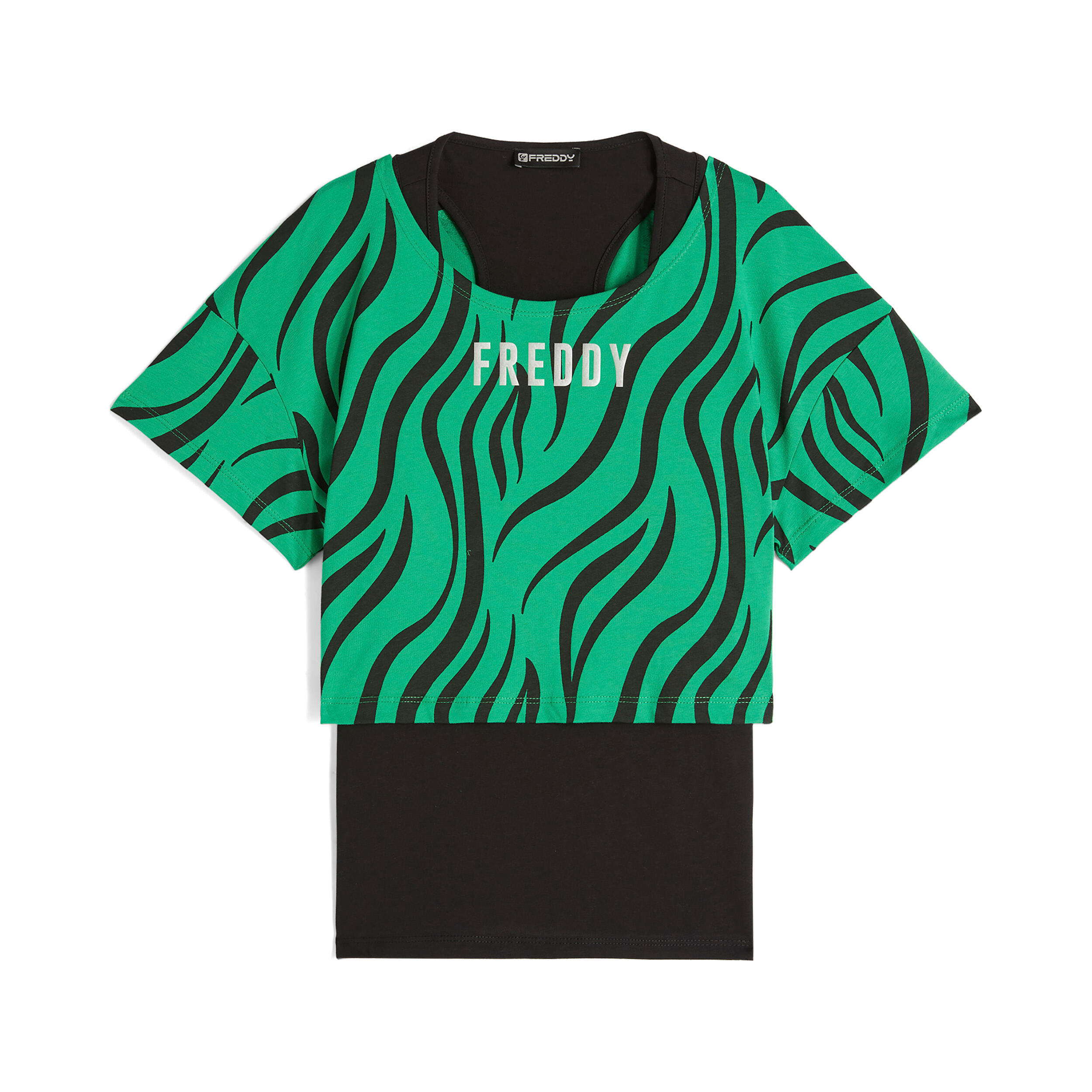 FREDDY Set canotta+t-shirt cropped da donna con stampa zebrata
