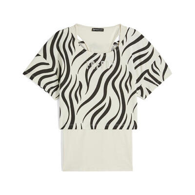 Set canotta+t-shirt cropped da donna con stampa zebrata