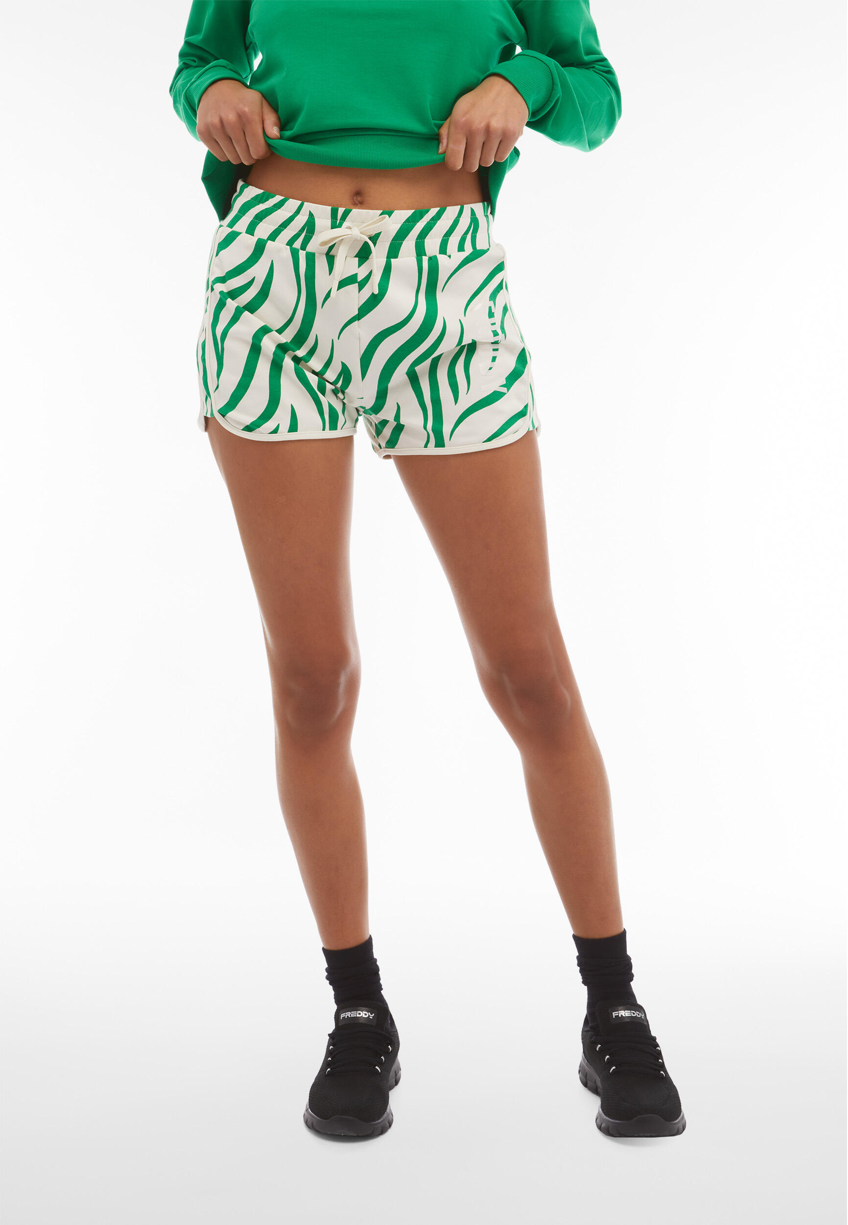 Short da donna in jersey stampa zebrata 3/5