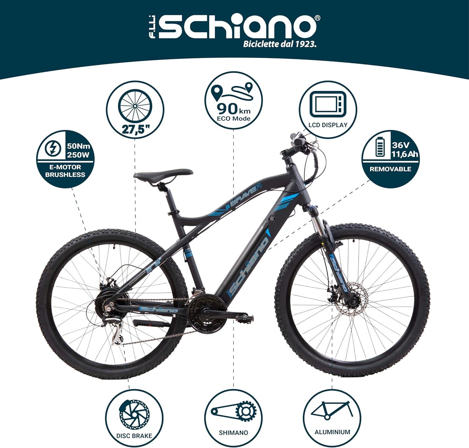 Braver 27.5 MTB, a pedalata assistita, telaio in alluminio, ammortizzata 5/6