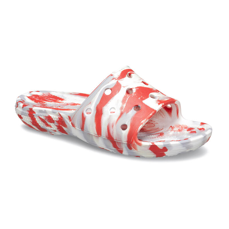 Papuci Piscină Înot Classic Crocs Marbled Slide, Alb