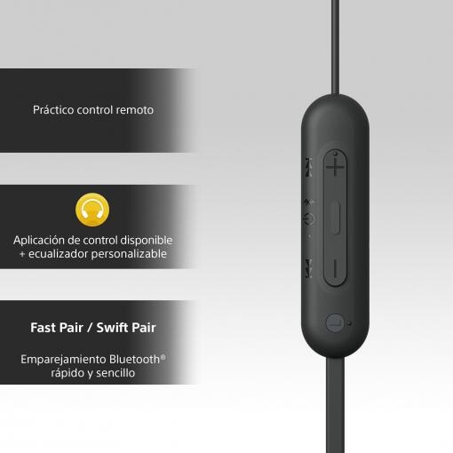 Ecouteurs intra-auriculaire tour de cou sans fil Bluetooth Sony WI-C100 Noir 3/5