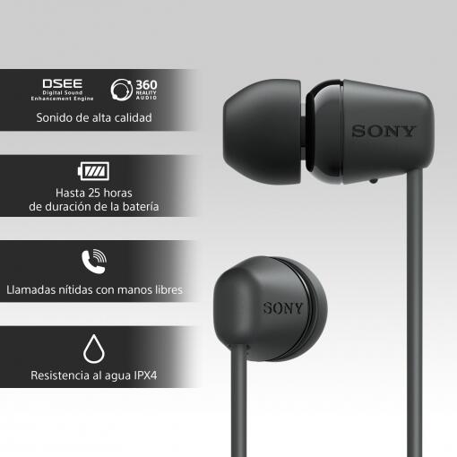Ecouteurs intra-auriculaire tour de cou sans fil Bluetooth Sony WI-C100 Noir 2/5