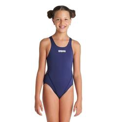 Arena Girl's Team Solid Tech Swimsuit - Navy/White