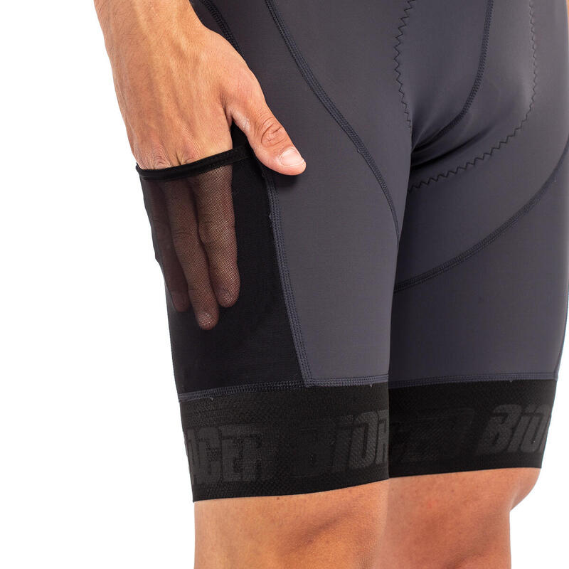 Culotte Ciclismo Hombre Corto Con Tirantes - Gris - Icon