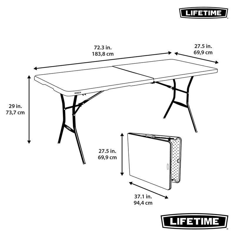 Table Rectangulaire Valise Pliante en deux (183 x 70 cm) LIFETIME #80642