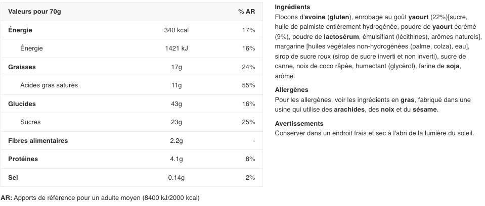 Barras de proteínas | BARRA DE AVEIA (70g) | Iogurte de coco 2/3