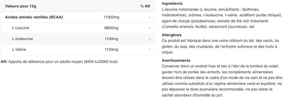 BCAA en poudre - BCAA 8:1:1 Zero - Thé Glacé à la Pêche 250g 2/5