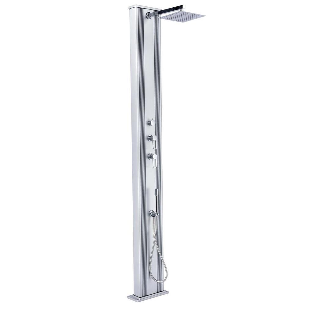 Dada Straight 40L Hybrid Outdoor Shower with Foot Rinse, Aluminium 228 cm