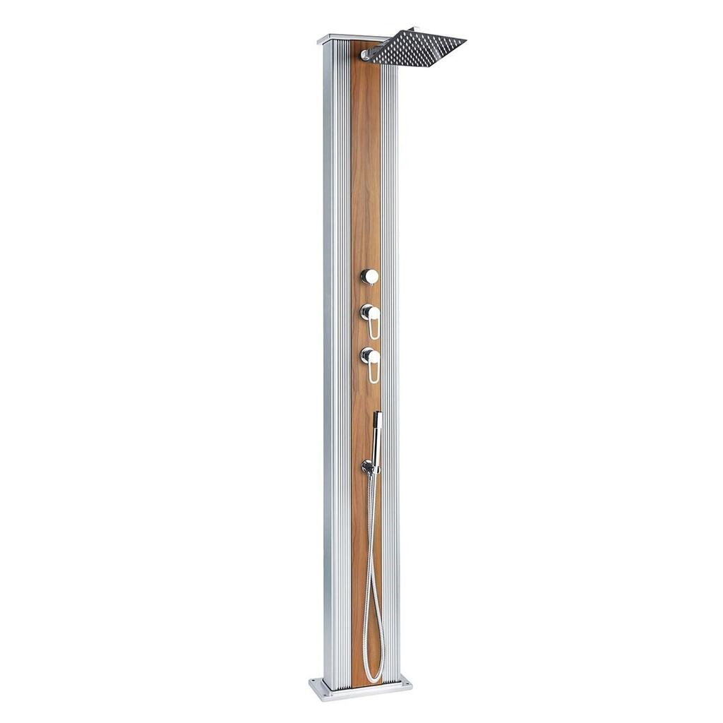 Dada Straight 40L Hybrid Outdoor Shower with Foot Rinse, Aluminium 228 cm