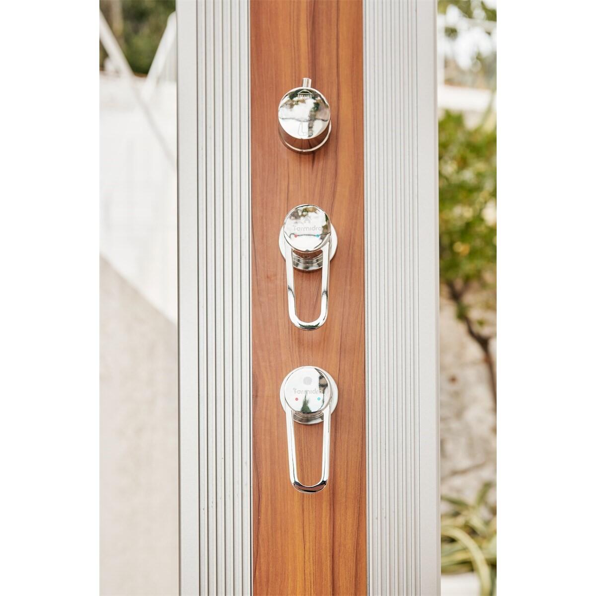Douche buiten Hybride Dada Straight 40L met Voetenspoel - Aluminium - 228 cm 3/7