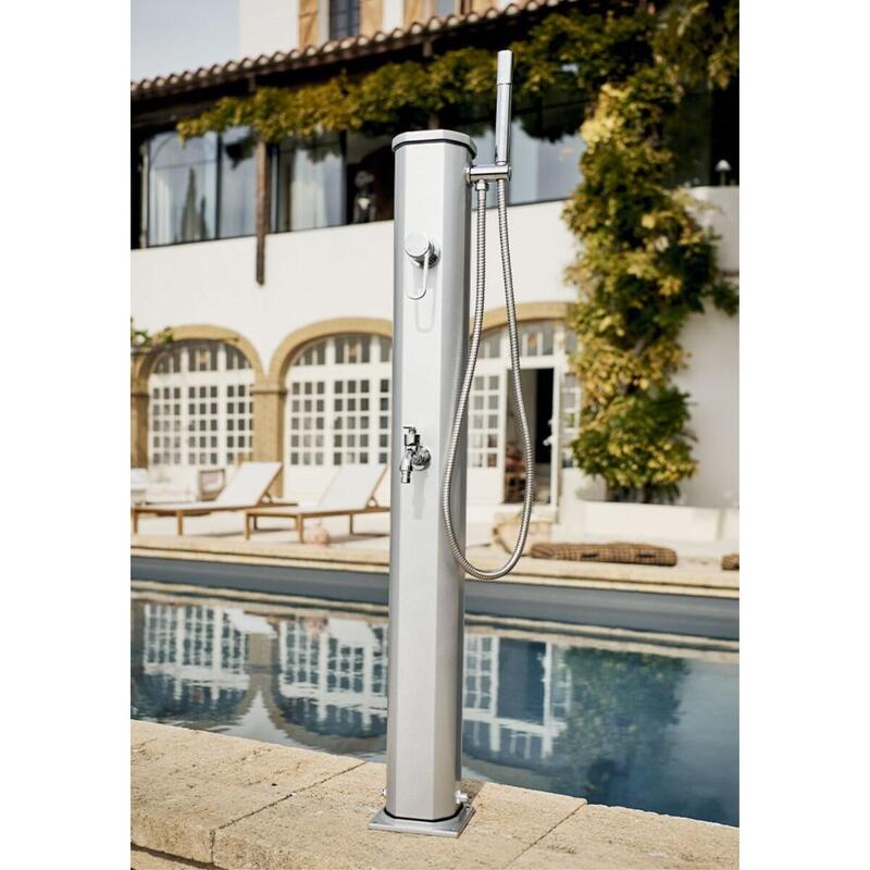 Douche d'extérieur Solaire Jolly Go 20L avec Rince pieds - Aluminium - 120 cm