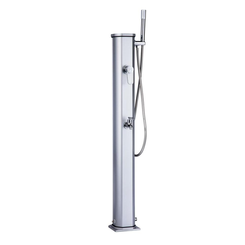 Solar Outdoor Shower Jolly Go 20L with Foot Rinse - Aluminium - 120 cm
