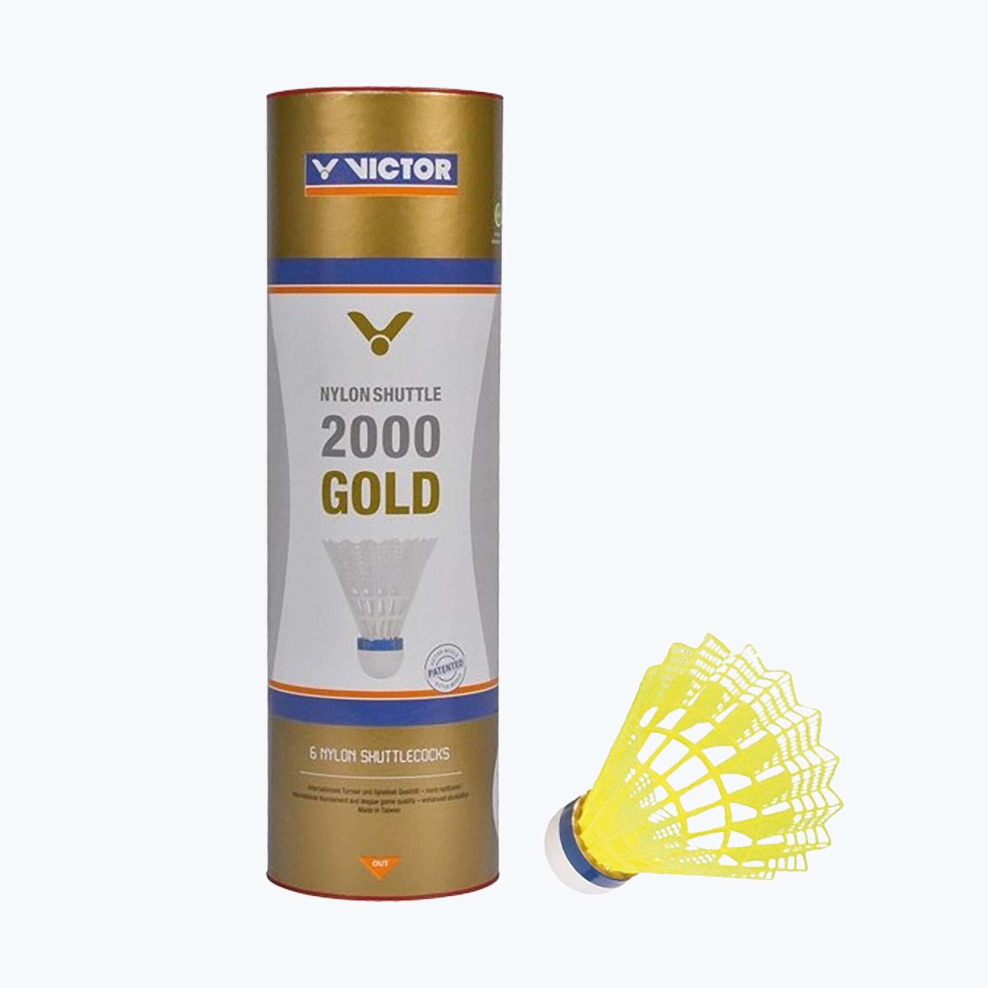 VICTOR badmintonbal nylon 2000 blauw/geel (doos van 6) 4/4