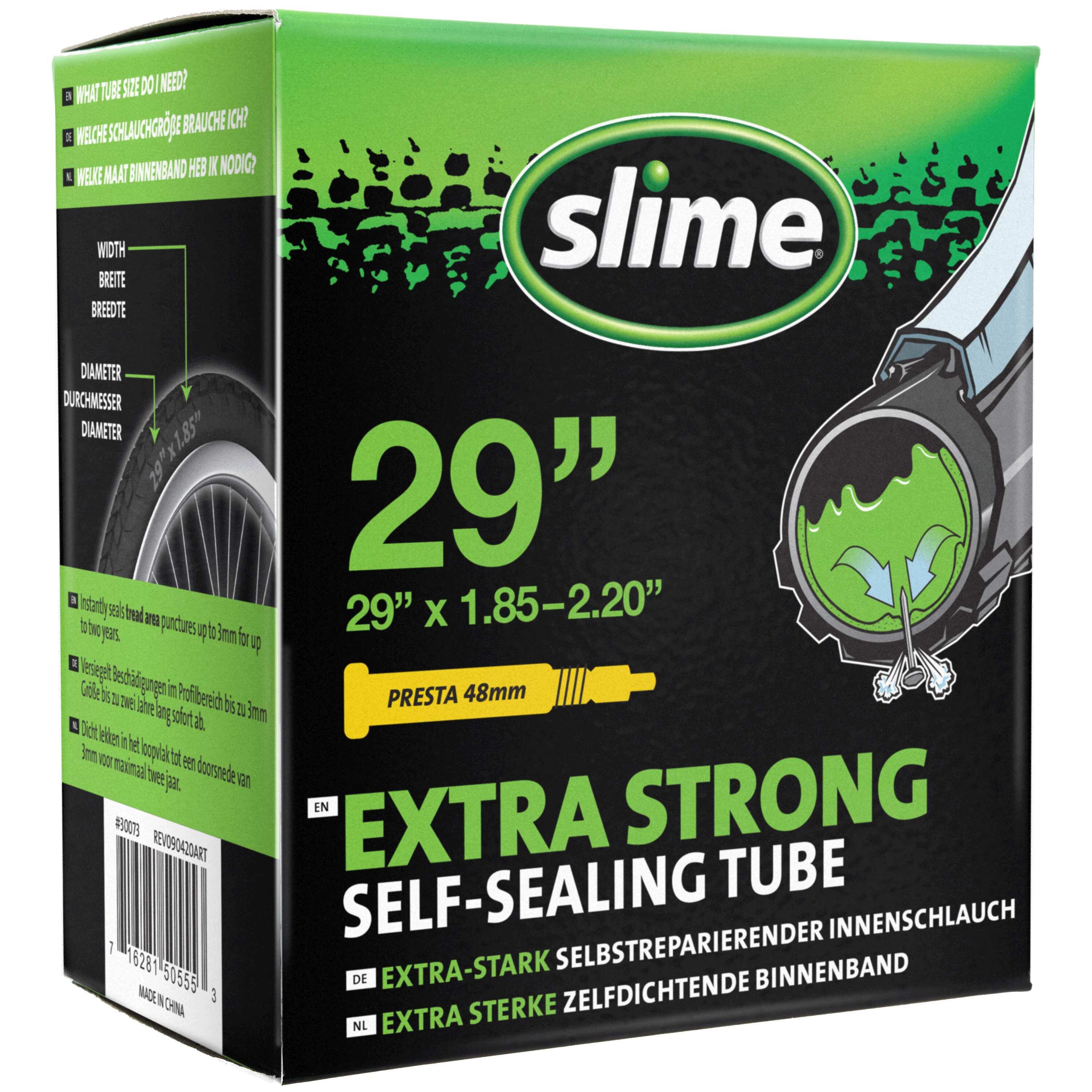 SLIME Câmeras de Ar BTT 29x1,80/2,20 Válvula Presta 48MM Selador SLIME