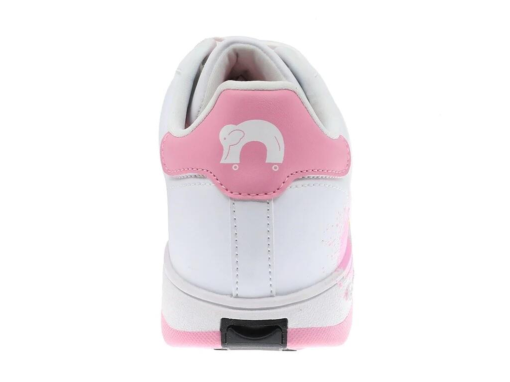 Splatter - White/Pink Wheeled Heeled Shoe 3/7
