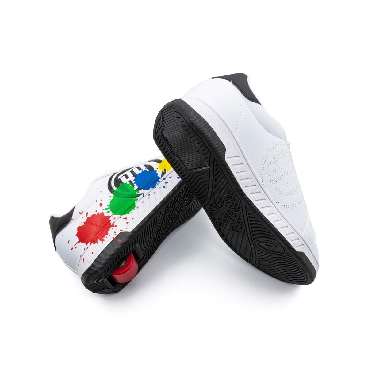 Splatter - White/Pink Wheeled Heeled Shoe 6/7