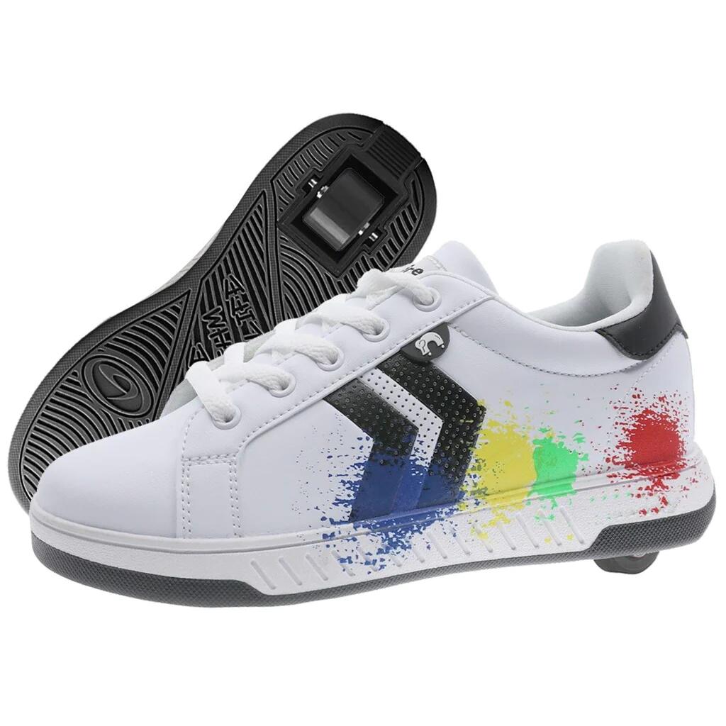 BREEZY ROLLERS Splatter - White/Black/Multicoloured Wheeled Heeled Shoe