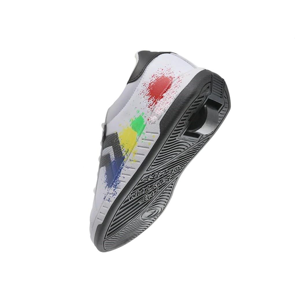 Splatter - White/Pink Wheeled Heeled Shoe 2/7