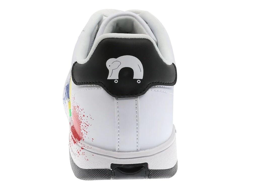 Splatter - White/Pink Wheeled Heeled Shoe 3/7