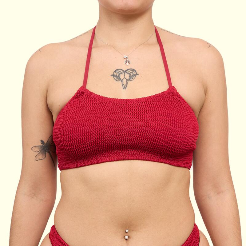 Top Bikini Mujer Calamoon Bandeau Slim Rojo Granate Talla Única