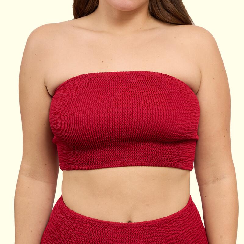 Top Bikini Mujer Calamoon Bandeau Rojo Granate Talla Única