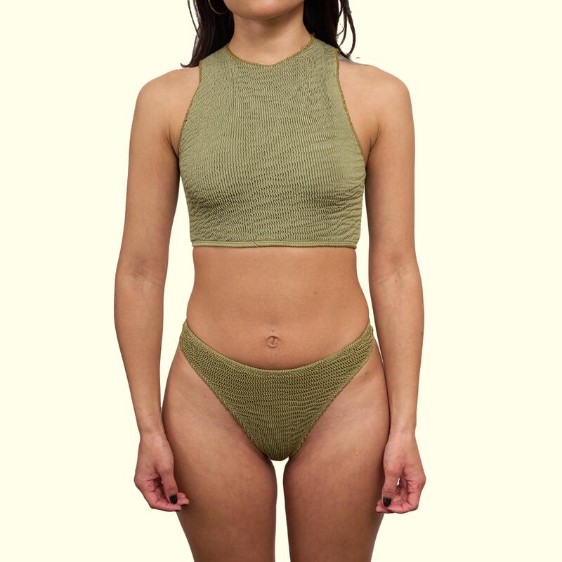 Crop Top Bikini Mujer Calamoon Halter Verde Pistacho Talla Única