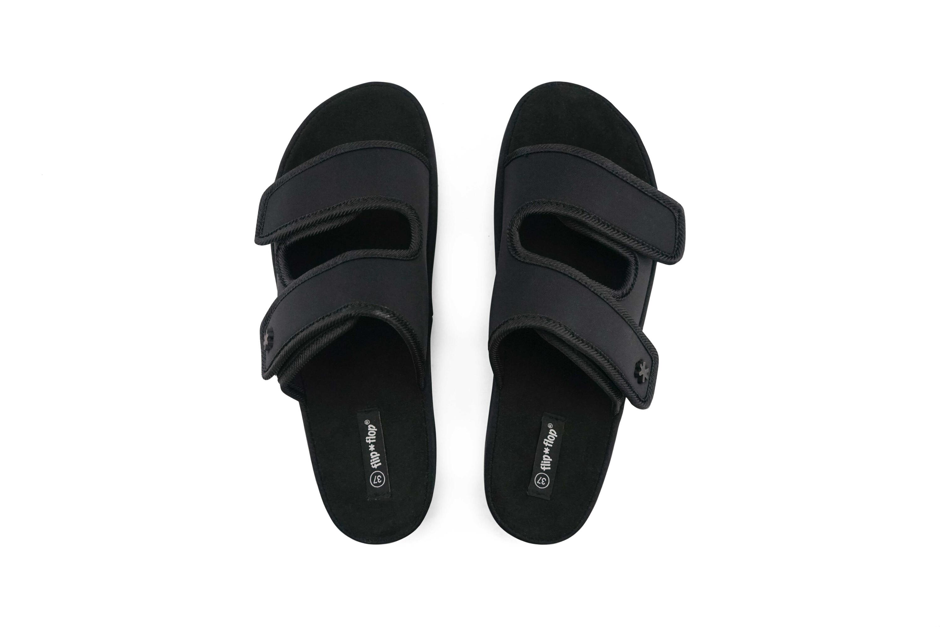 Femme velcro*flower Slides Noir 3/4