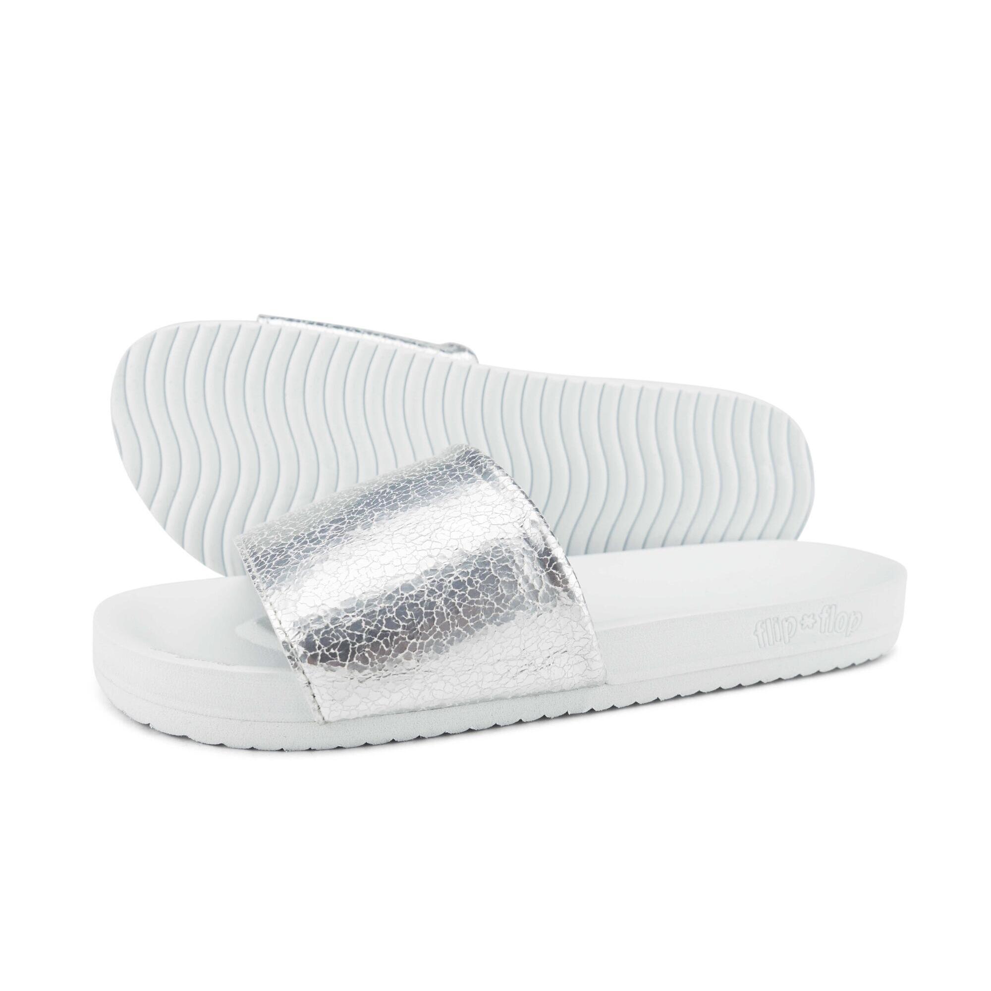 Flip Flop - Femme Sandale Pool Metallic Cracked Argent - Sandales - Gris - Decathlon