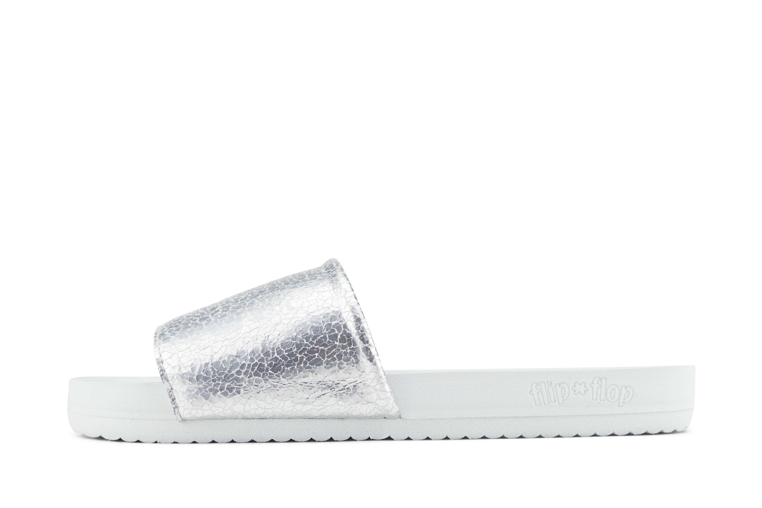 Femme Sandale pool metallic cracked Argent 2/4