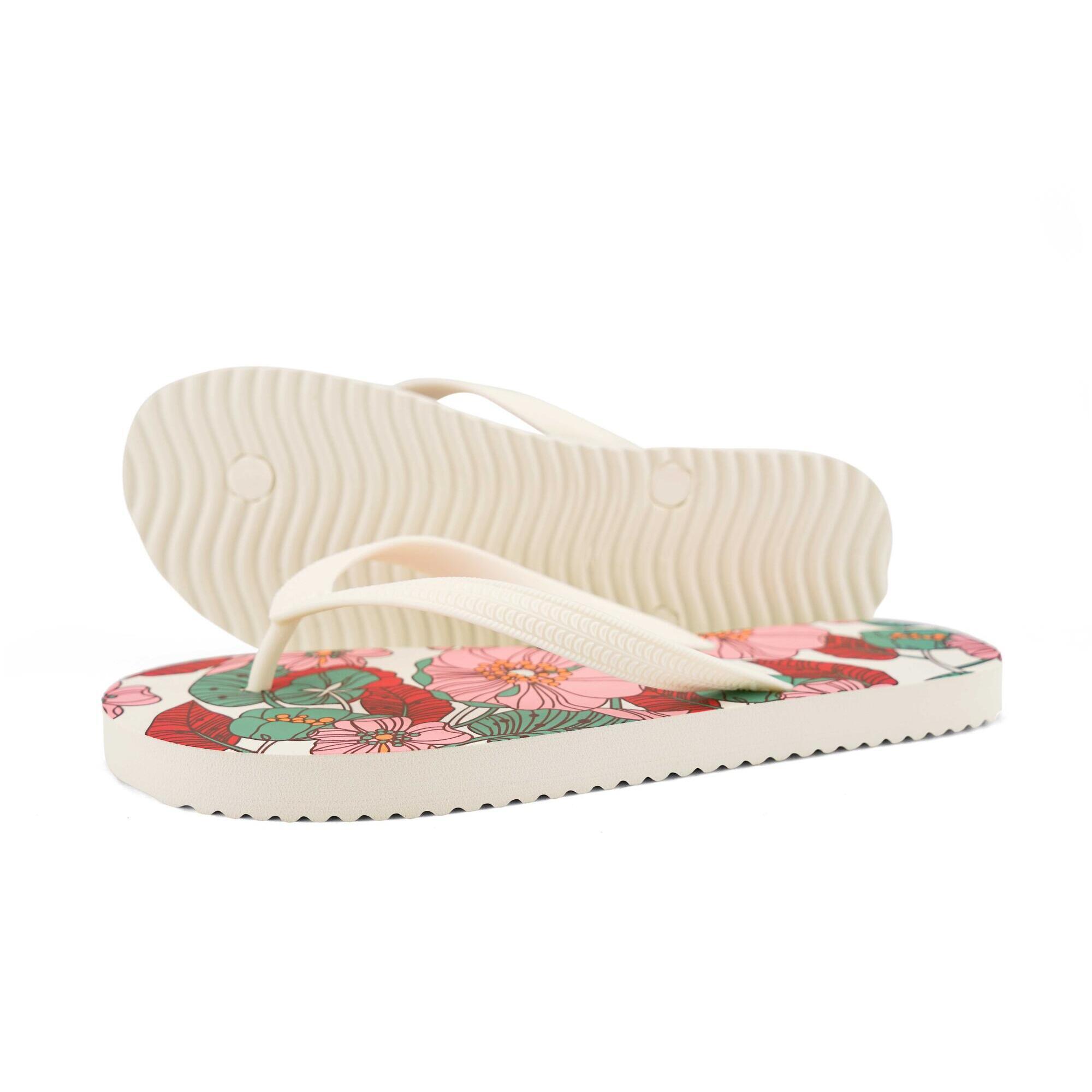 Flip Flop - Femme Originals*flower Power Tongs Crème Multicolore - Sandales - Beige - Decathlon