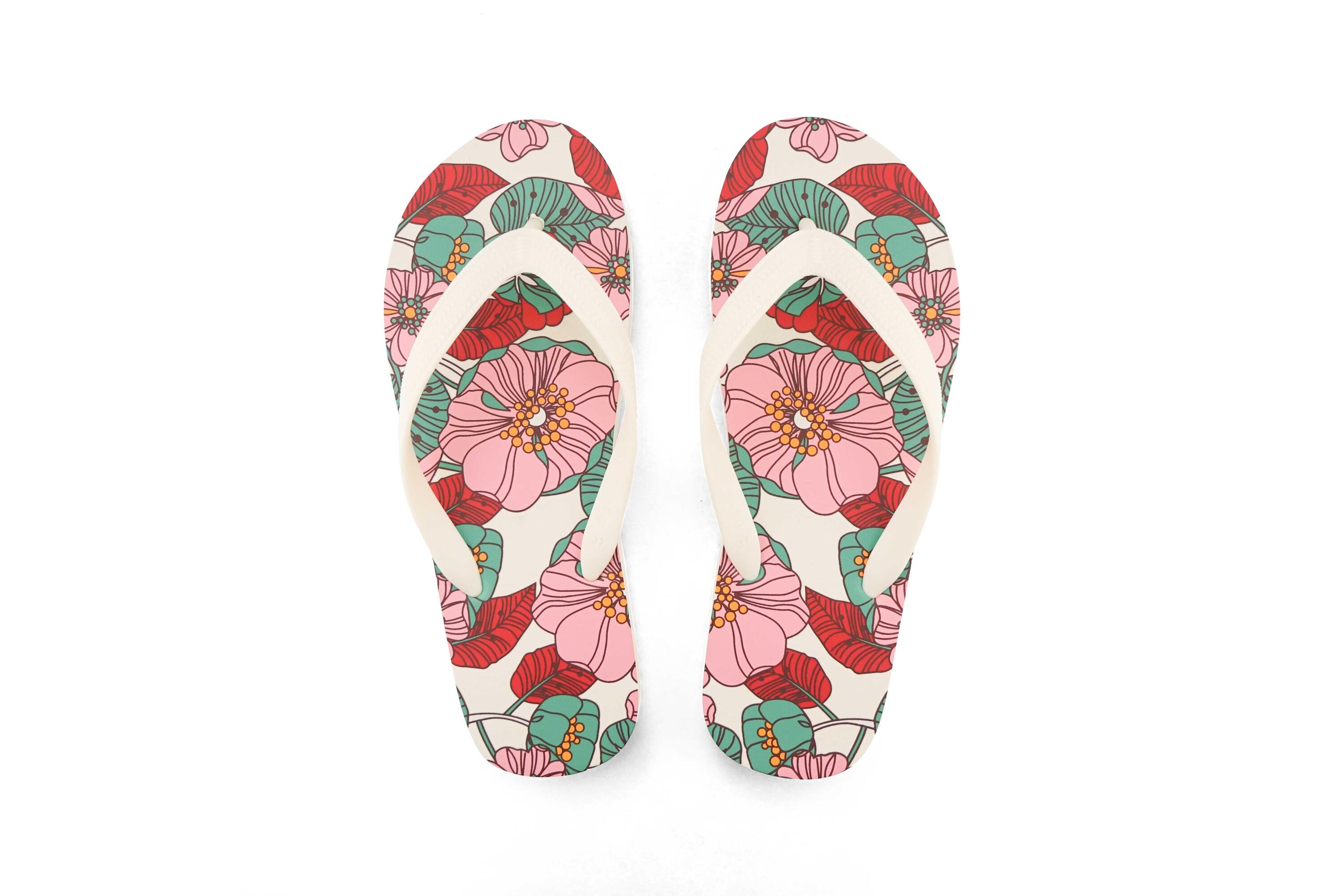 Femme originals*flower power Tongs Crème Multicolore 3/4