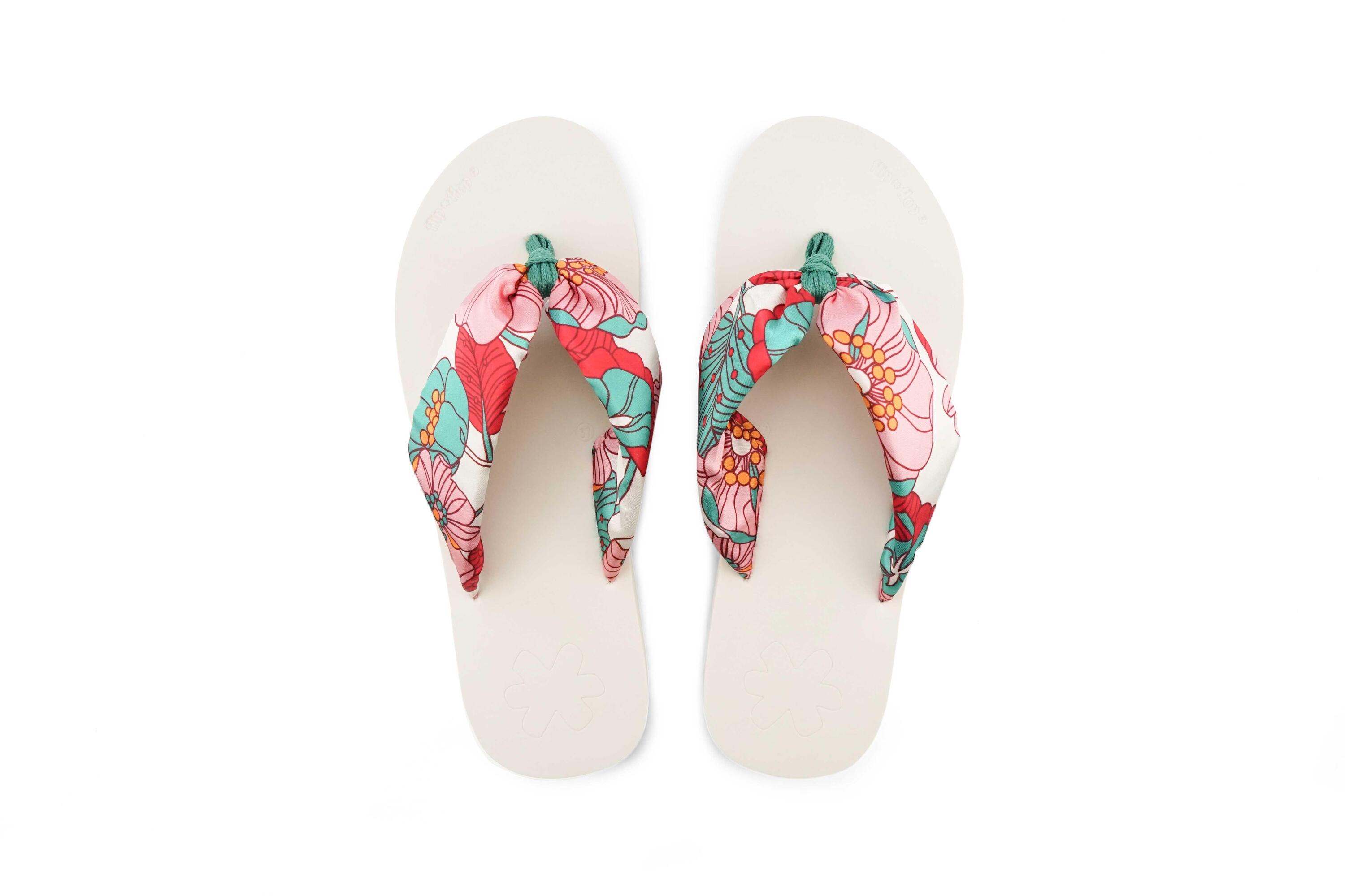 Femme flip*tube flower Tongs Crème Multicolore 3/4