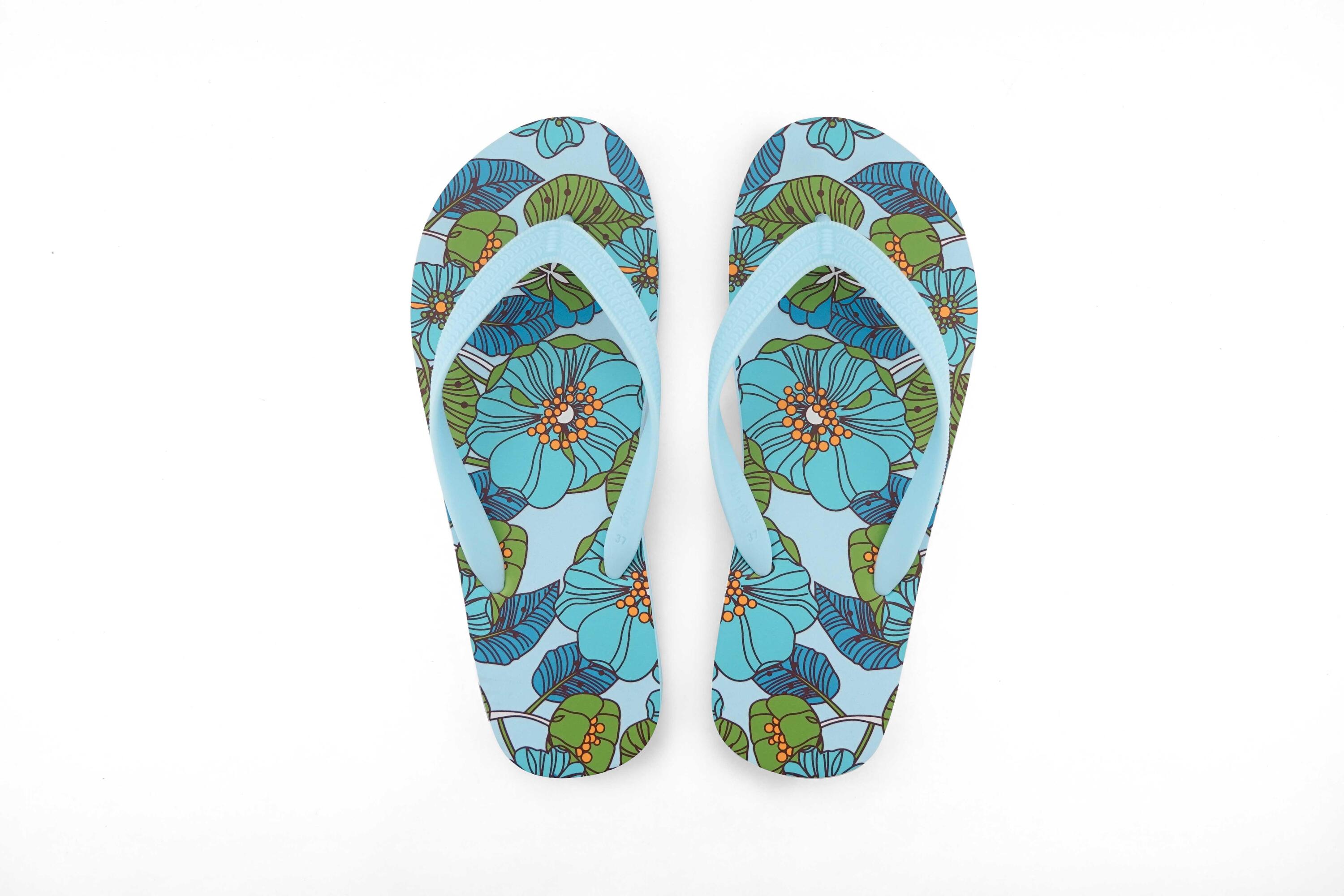 Femme originals*flower power Tongs Bleu clair Multicolore 3/4