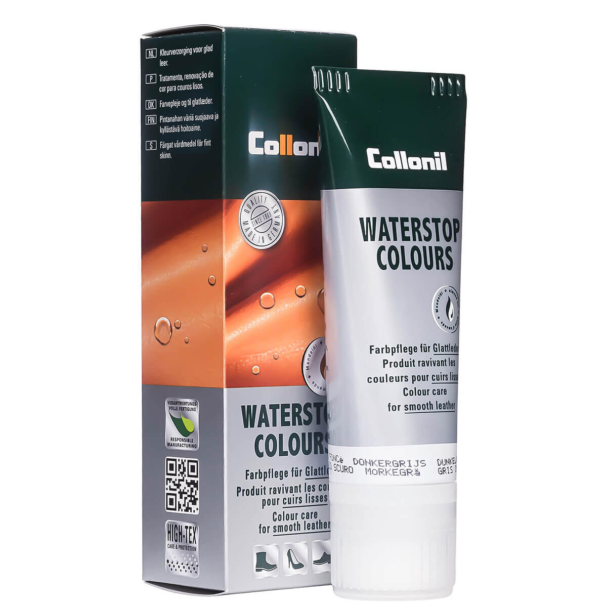 Crema de pantofi cu ulei de migdale Collonil Waterstop Colours, gri inchis