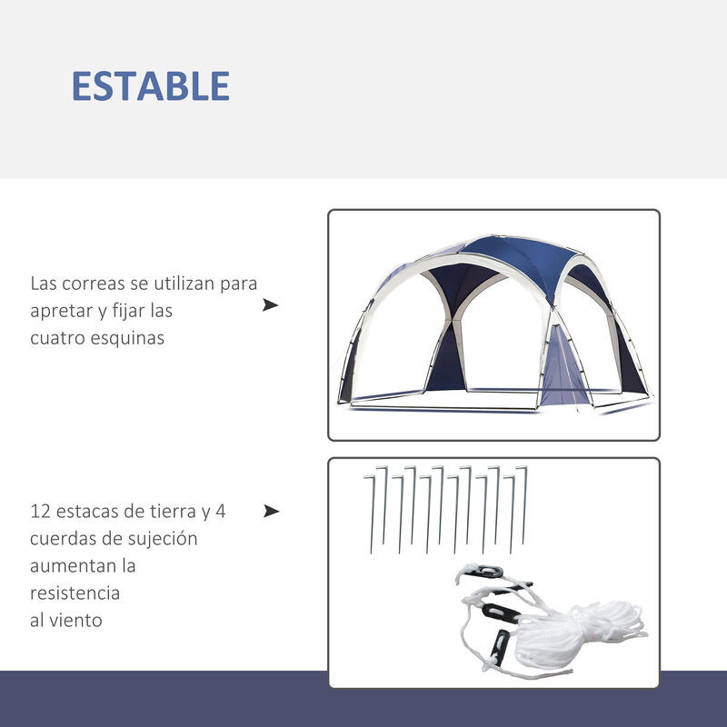 Toldo de Refugio Outsunny 350x350x222 cm Azul