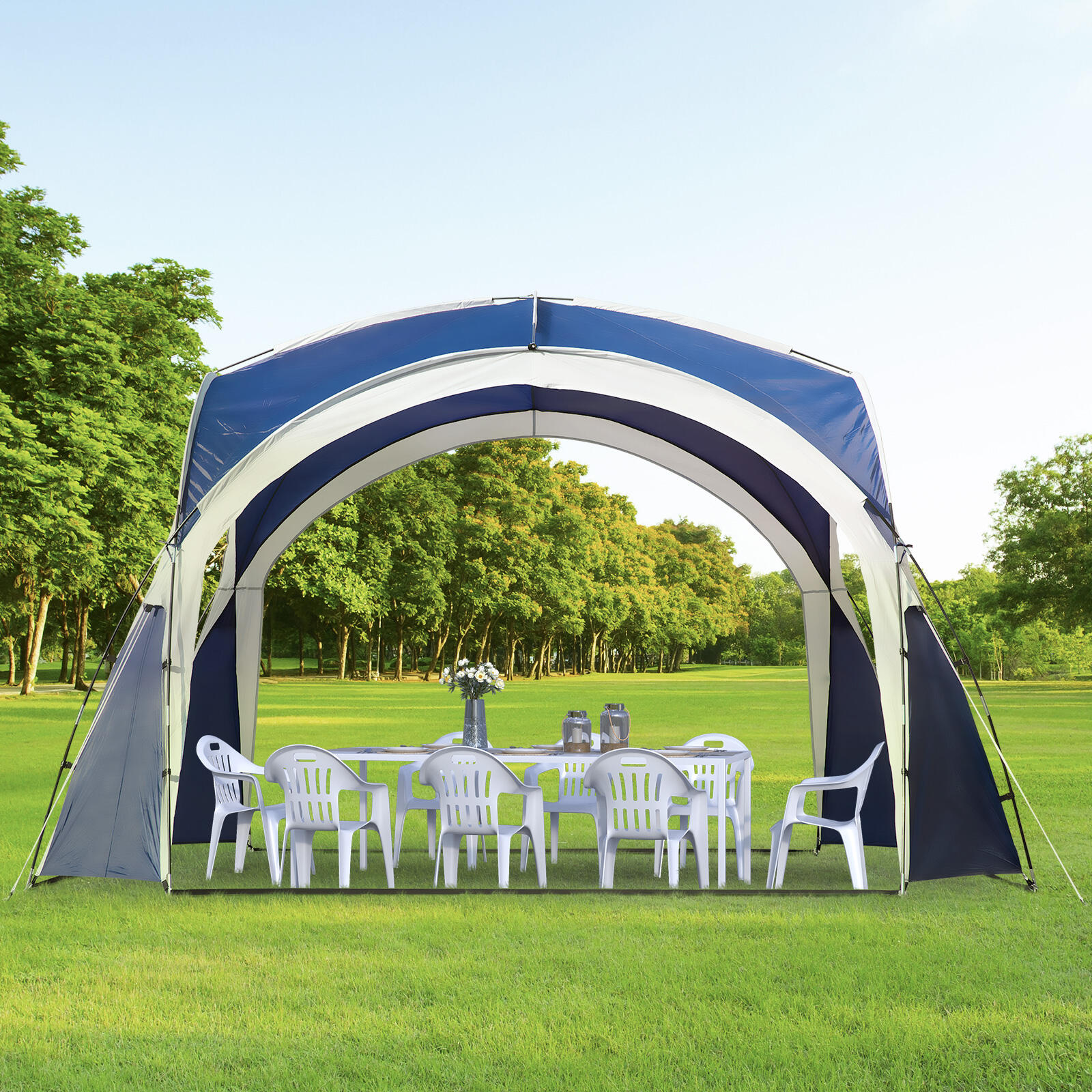 Toldo de Refugio Outsunny 350x350x222 cm Azul 2/7