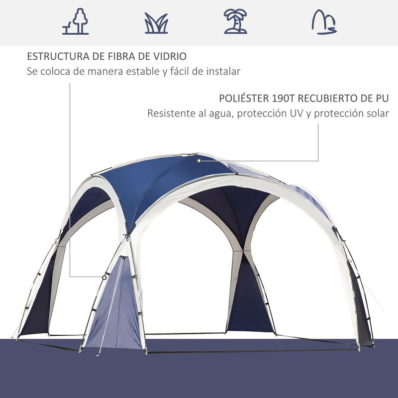 Toldo de Refugio Outsunny 350x350x222 cm Azul