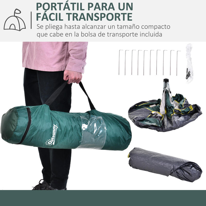 Tenda campismo 205x195x135 cm verde Outsunny