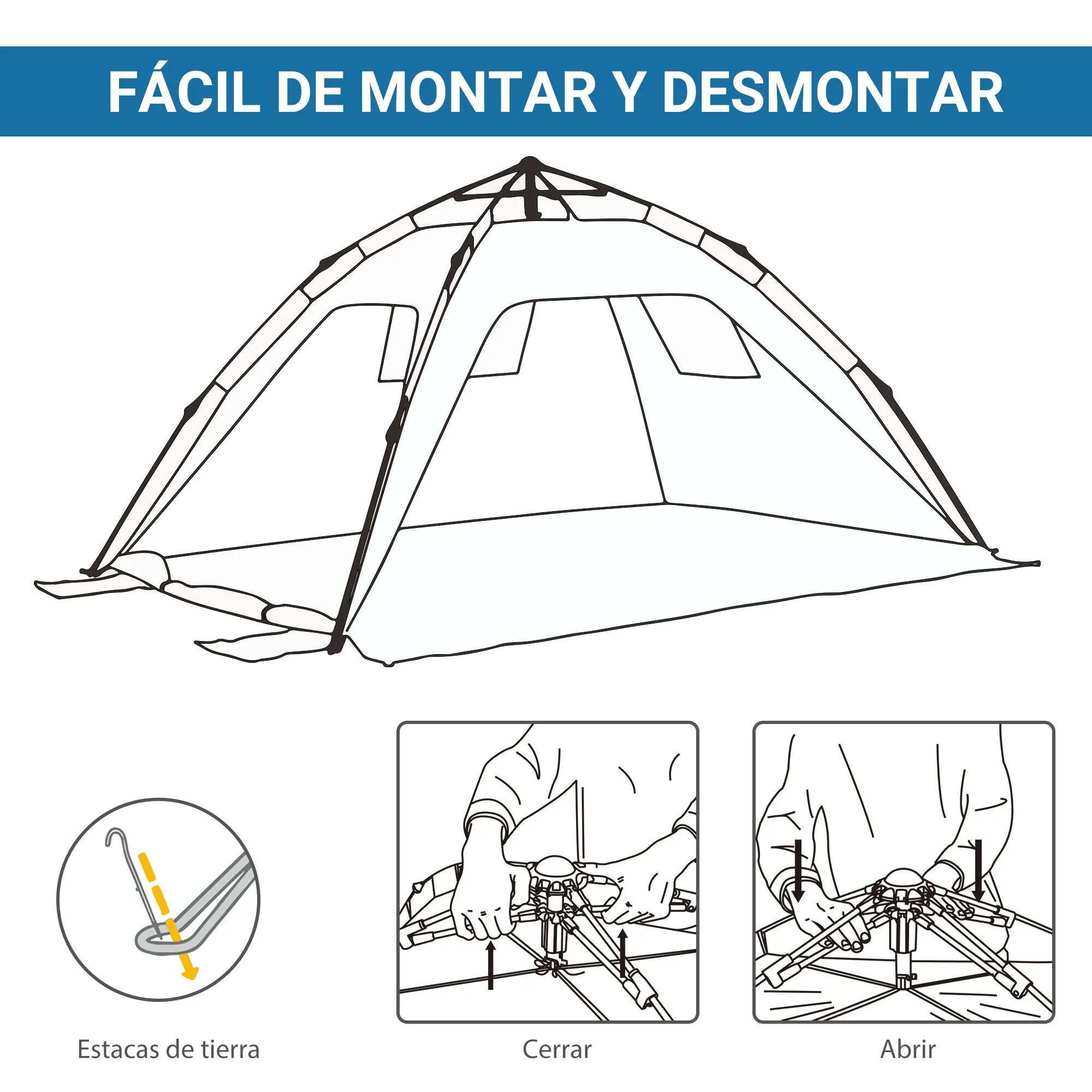 Tente de plage - Camping - 1 à 2 personnes - Ouverture automatique - Bleu clair 6/6