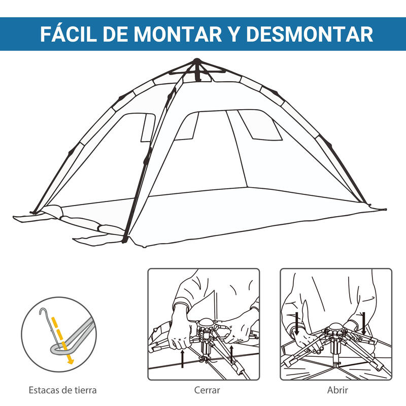 Tenda de praia 220x173x120 cm azul Outsunny